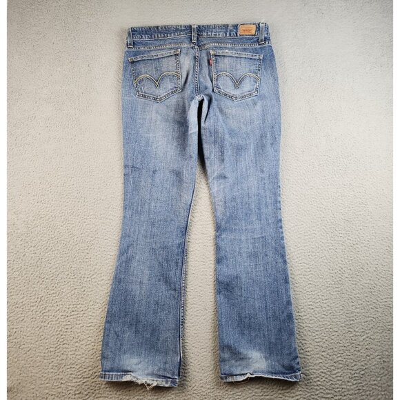 Levi's 518 Superlow Bootcut Jeans Women's 13M Flared Stretch Denim Pants Blue - Picture 2 of 11